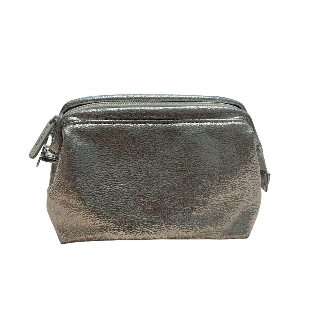 Bare‎ Escentuals Metallic Silver Tone Clutch Purse Makeup Bag Womens Handbag.